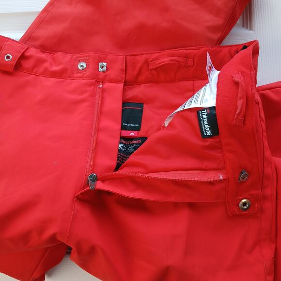 Spyder Insulated Ski Snow Pants Kids size 20 red orange 3M Thinsulate worn - Picture 9 of 16